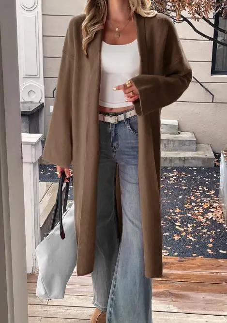 

Autumn Fashion Loose Long Sleeved Sweater Cardigan Jacket Women's Solid Color Casual Simple Korean Style Loose Knitted Jacket