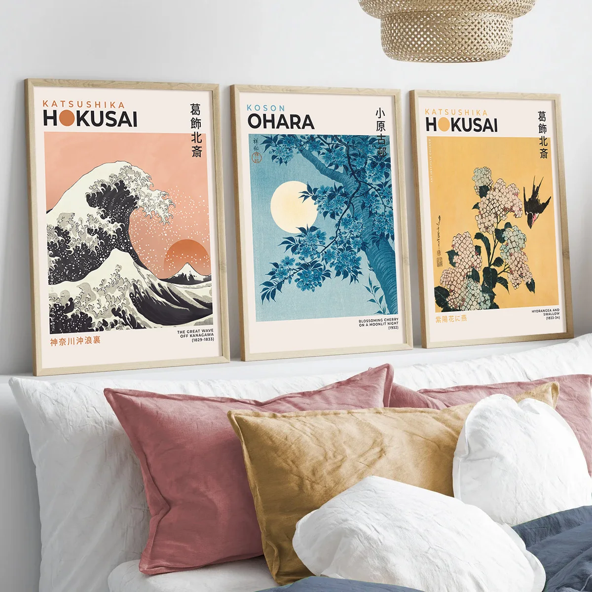 

3pcs/Set Retro Wave Prints, Japanese Gallery Color Mural Art Canvas Posters, Modern Office Living Room Home Decoration Paintings