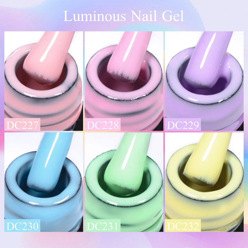 MEET ACROSS 7ml Glow In Dark Macaron Gel Nail Polish Summer Luminous Candy Color Semi Permanent Nail Art UV Gel Varnish Manicure