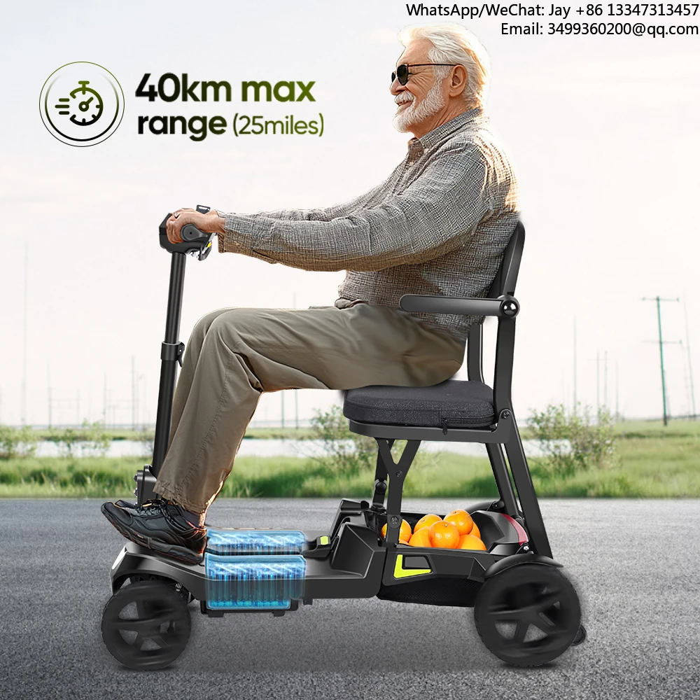 

New Trending Feather Weight 16Kg 4 Wheel Scooter 26Ah Lithium Battery Long Lasting Lightweight Handicap Mobility Scooter