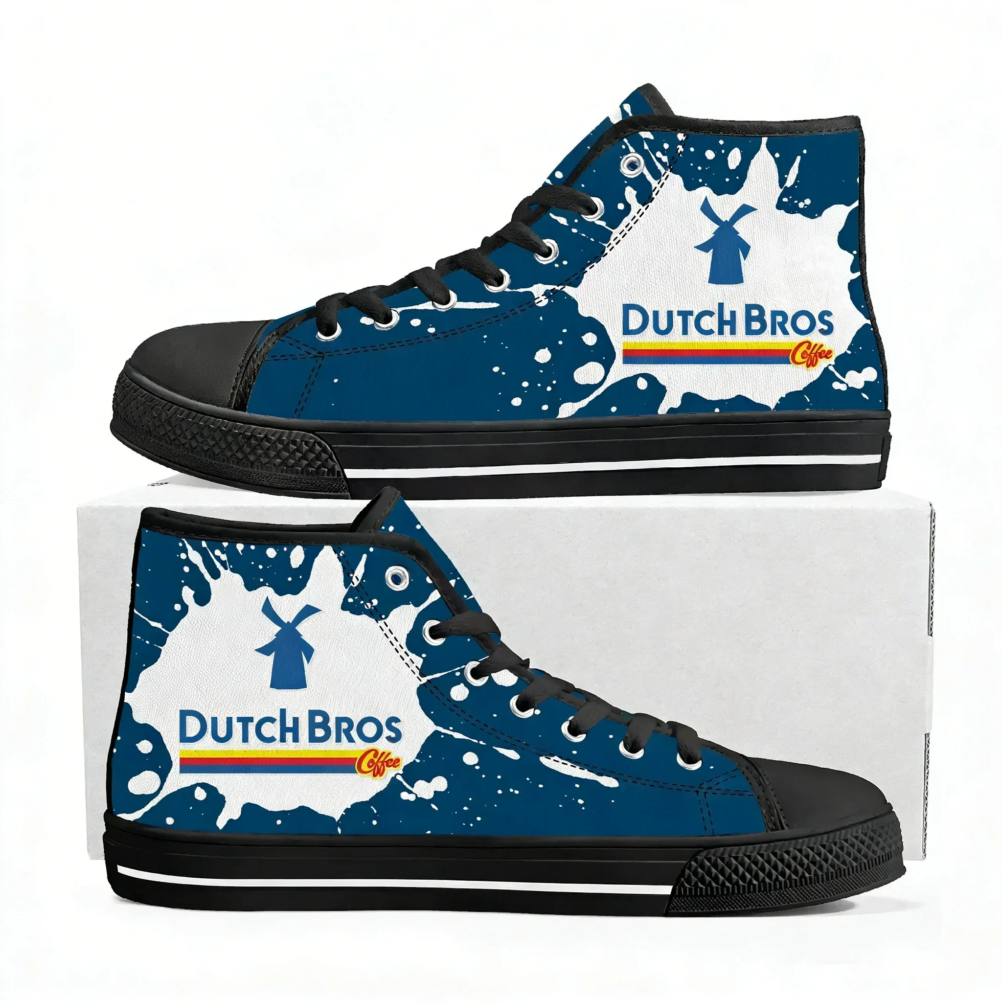 Dutch Bros Coffee High Top Sneakers Mens Womens Teenager High Quality Canvas Sneaker Couple Shoe Casual Custom Made Shoes