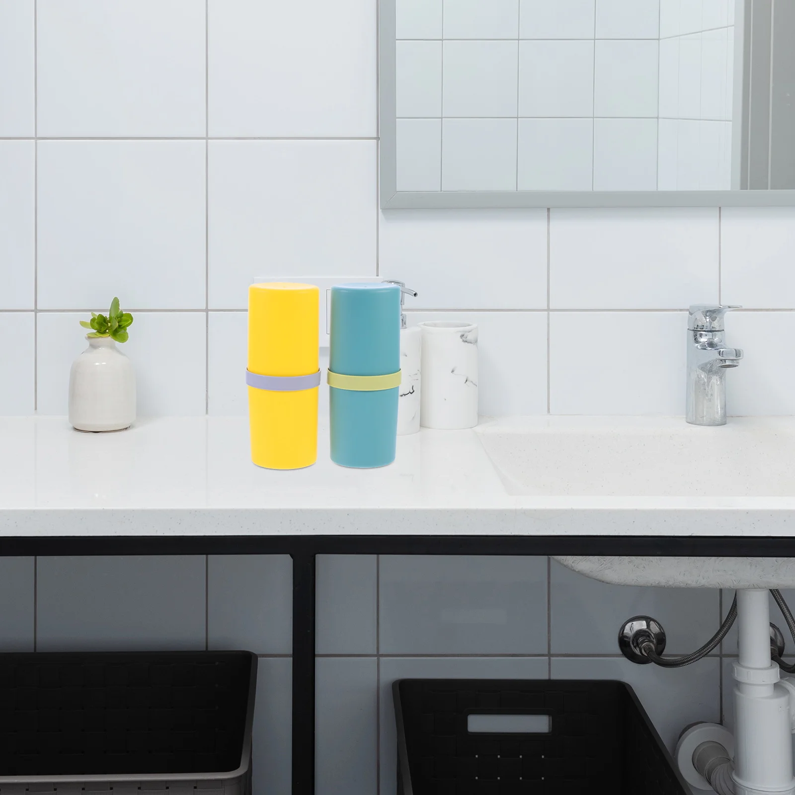 2 قطعة صندوق تخزين مادة Pp المحمولة كوب السفر المنظم لفرشاة الأسنان معجون الأسنان متعددة الوظائف كوب لفرشاة الأسنان مانعة للتسرب #3