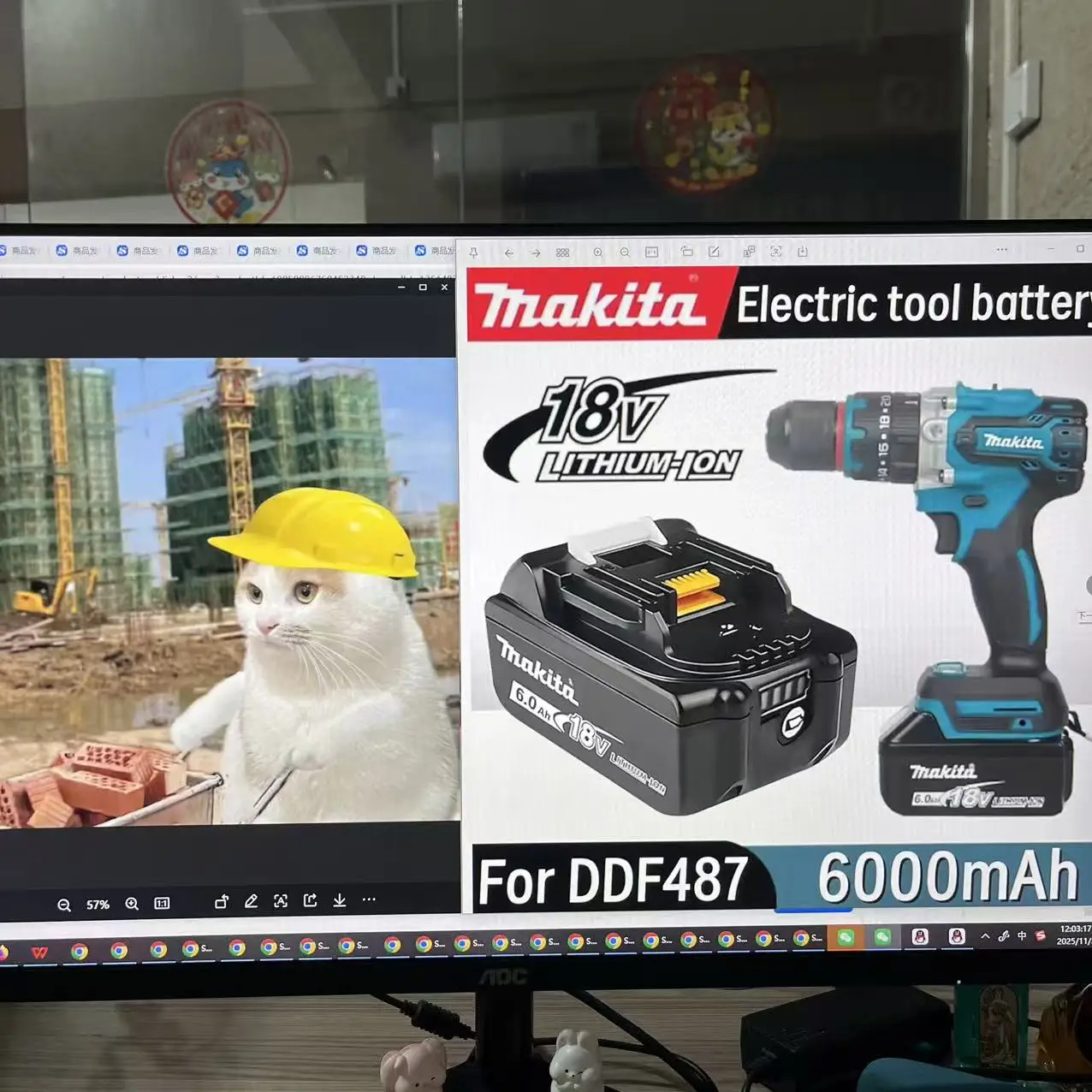 

DDF487 Original Makita 6Ah/6000mAh for Makita 18V Battery BL1830B BL1850B BL1850 BL1840 BL1860 Replacement Lithium Battery