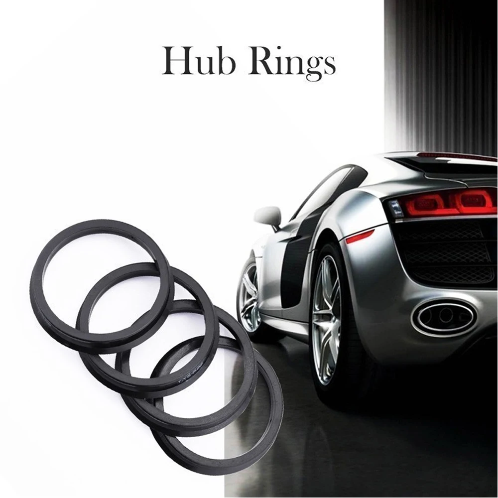 4Pcs/Set Black Automotive Car Plastic Wheel Hub Centric Rings Center Hubrings Bore 73.1-63.4, 73.1-65.1, 73.1-66.1, 73.1-66.6