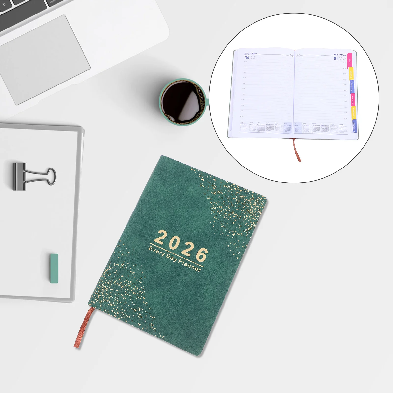 

2026 Planner Book A5 Size Daily Weekly Monthly Schedule Calendar Journal Sturdy Cover Smooth Page Flip Ideal for Teachers