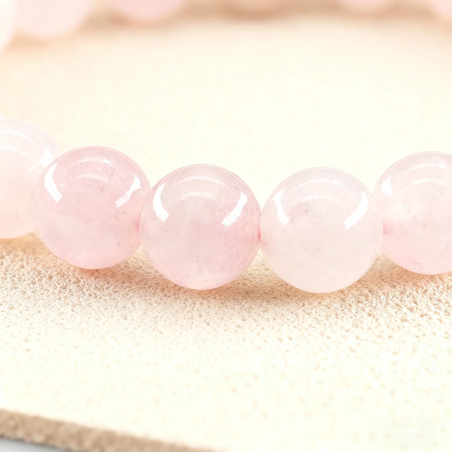 سوار كوارتز وردي طبيعي للنساء سوار كوارتز وردي لطيف للفتيات مجوهرات كريستال بسيطة للحفلات والمواعدة #6