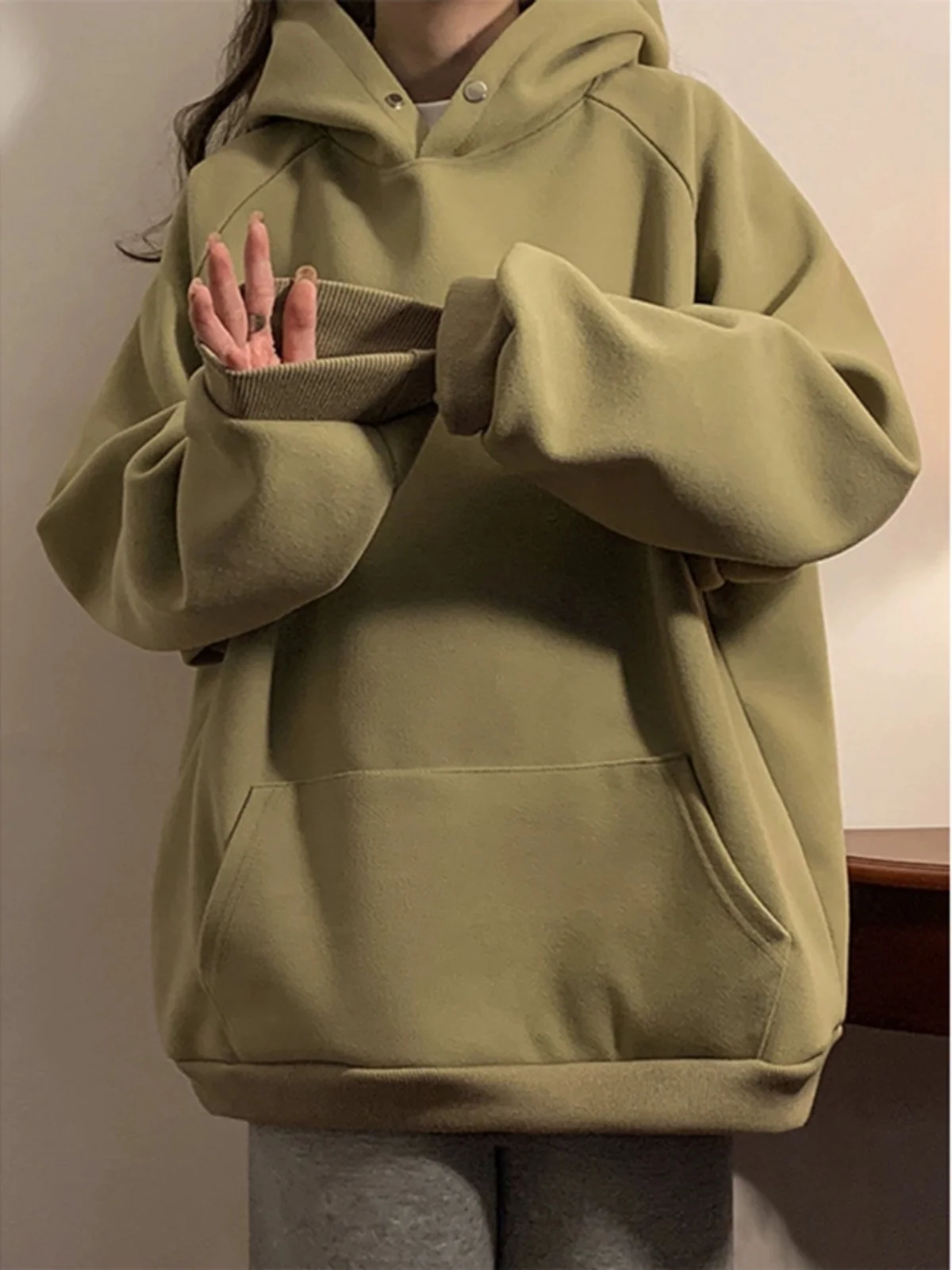 

Мужская толстовка American Sle Heavyweight Milk een, осенне-зимняя, повседневная, свободного кроя, для пар, простая верхняя одежда