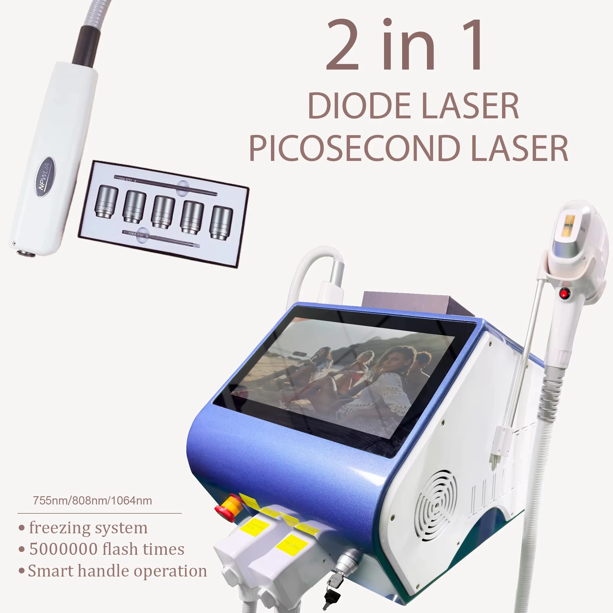 

2025 Newest Diode 2 in 1 Pico Laser 808 Laser Machine Picosecond + 808 Hair Removal Machine Diode Laser Plus Pico