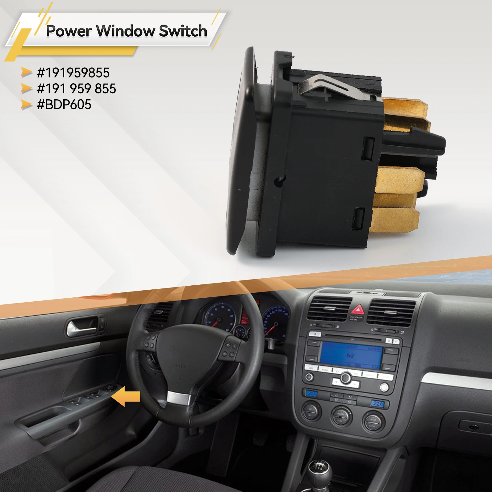 زر مفتاح كهربائي للتحكم في النوافذ ، فولكس فاجن كادي جيتا بولو 6N جولف MK2 + + GTI 6K0959855A ، 1 * * * ، كونسول 3 *