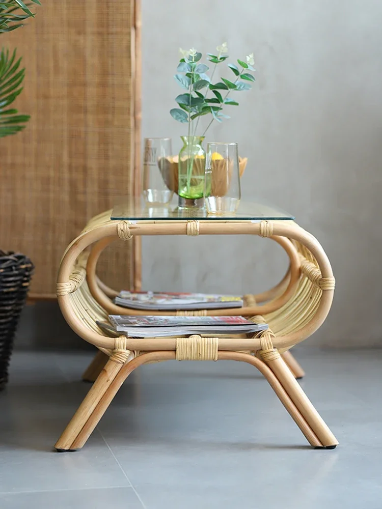 Bed & Breakfast Living Room Home Sofa Side Table Creative Woven Rattan Long Table
