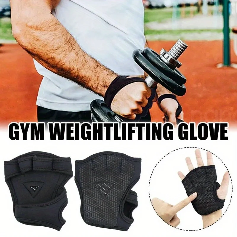 2PC Gym Gloves Fitness Weight Lifting Gloves Men Women Body Building Non-Slip Half Finger Gloves Wrist Support Weightlifting