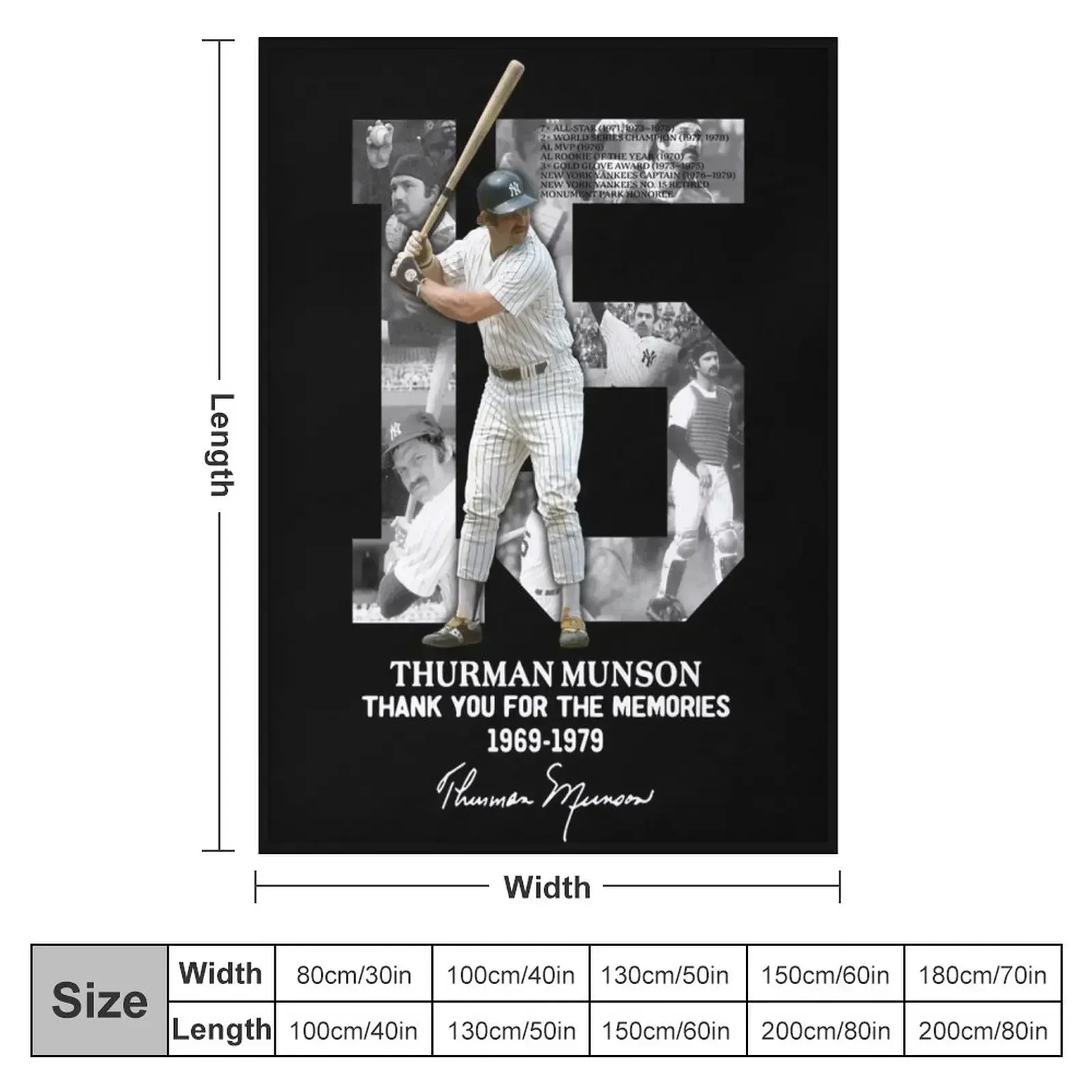 Thurman Munson Thank You For The Memories 1969 1979 Signature Throw Blanket For Baby Decoratives Summer Bed Blankets