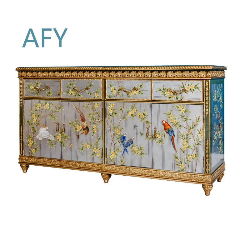 Rustic Wooden Hand Painted Vintage Farmhouse Furniture for Living Room Bedroom Dining Room Home Decor Solid Wood Luxury Brass
