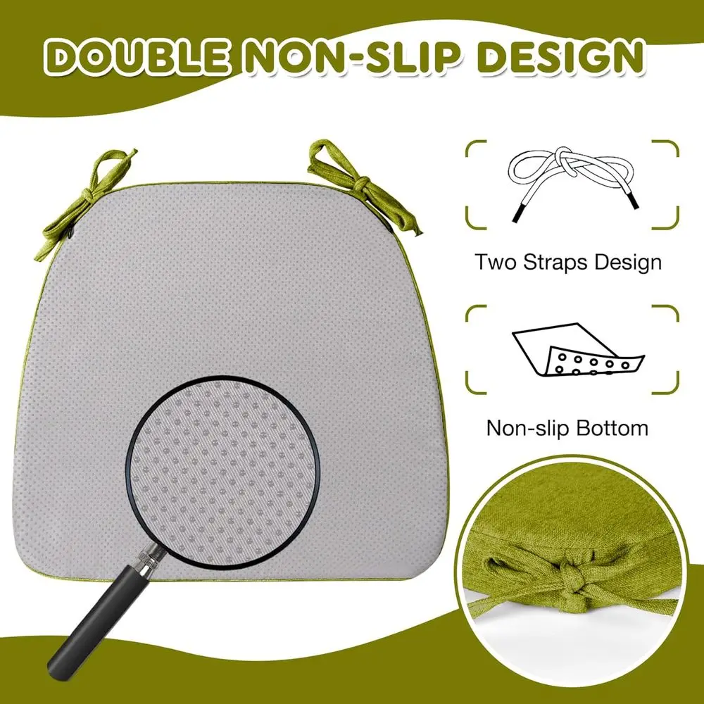 Confezione da 6 cuscini per sedie da pranzo verdi fluorescenti spessi 17x16 2 con fascette e fodere rimovibili