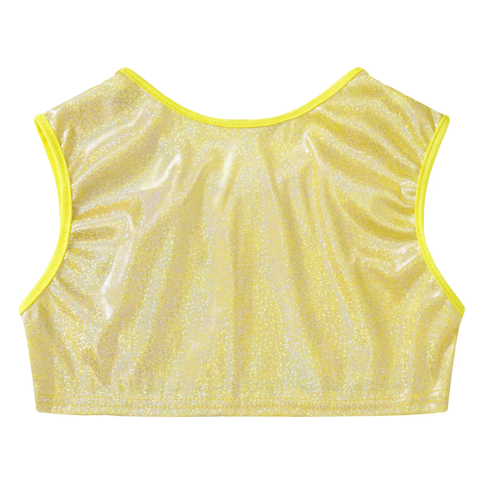 Kids Girls and Boys Fashion Metallic Crop Tops Sleeveless Glittering Dance Tops for Jazz Hiphop Tanks Vest Tops Dance Wear