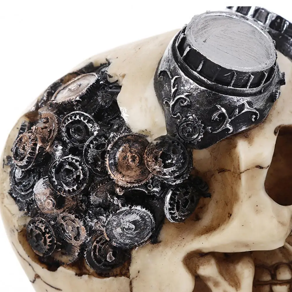 Vilead Creative Skull Sculpture Home Halloween Decoraiton Handmade Head Skeleton Statue Collectible Model Bookshelf Wall Shelf