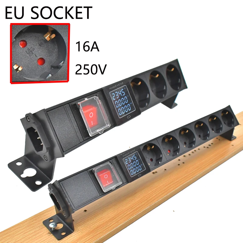 STRIDER RUI  PDU distribution board distribution unit C14 port desktop desktop EU  socket 1-9AC  with ammeter socket