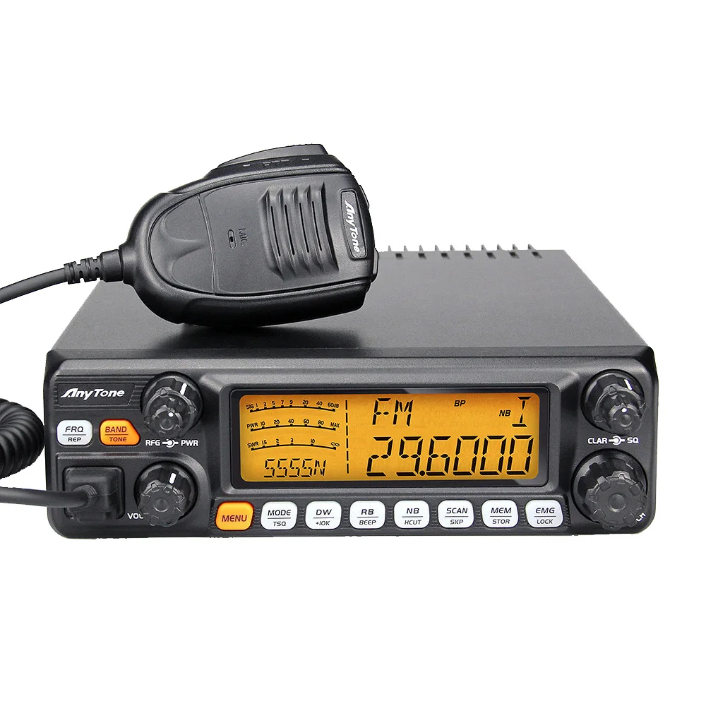 AnyTone AT-5555N II High Power 60w 10 meter radio Transceiver with Large LCD Display Long Distance Mobile Car Radio