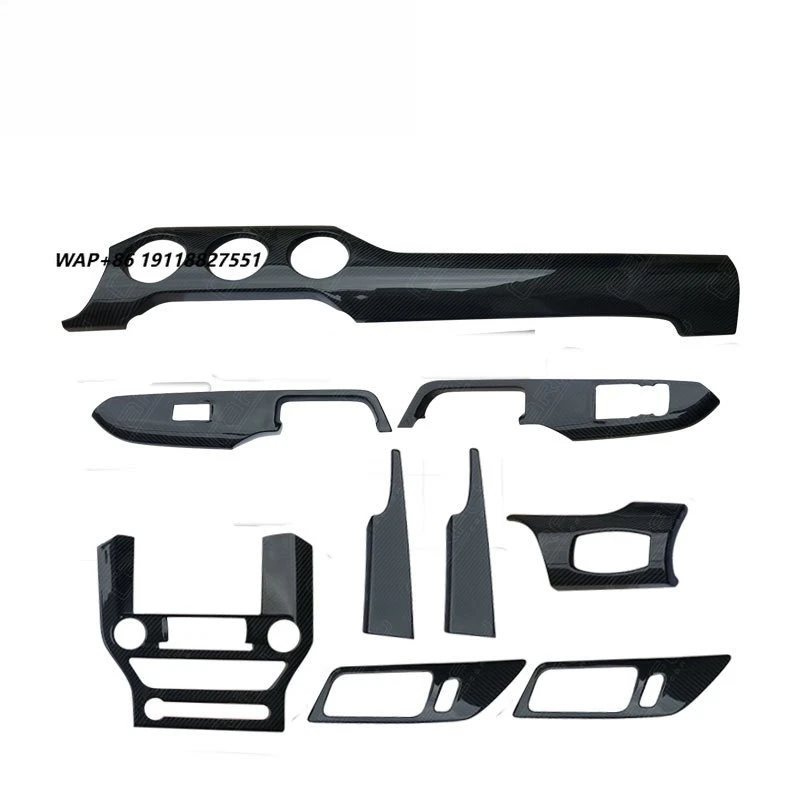 For Mustang Carbon Fiber Side Door Panel Center Console Trim Cup Holder Trim 2015+