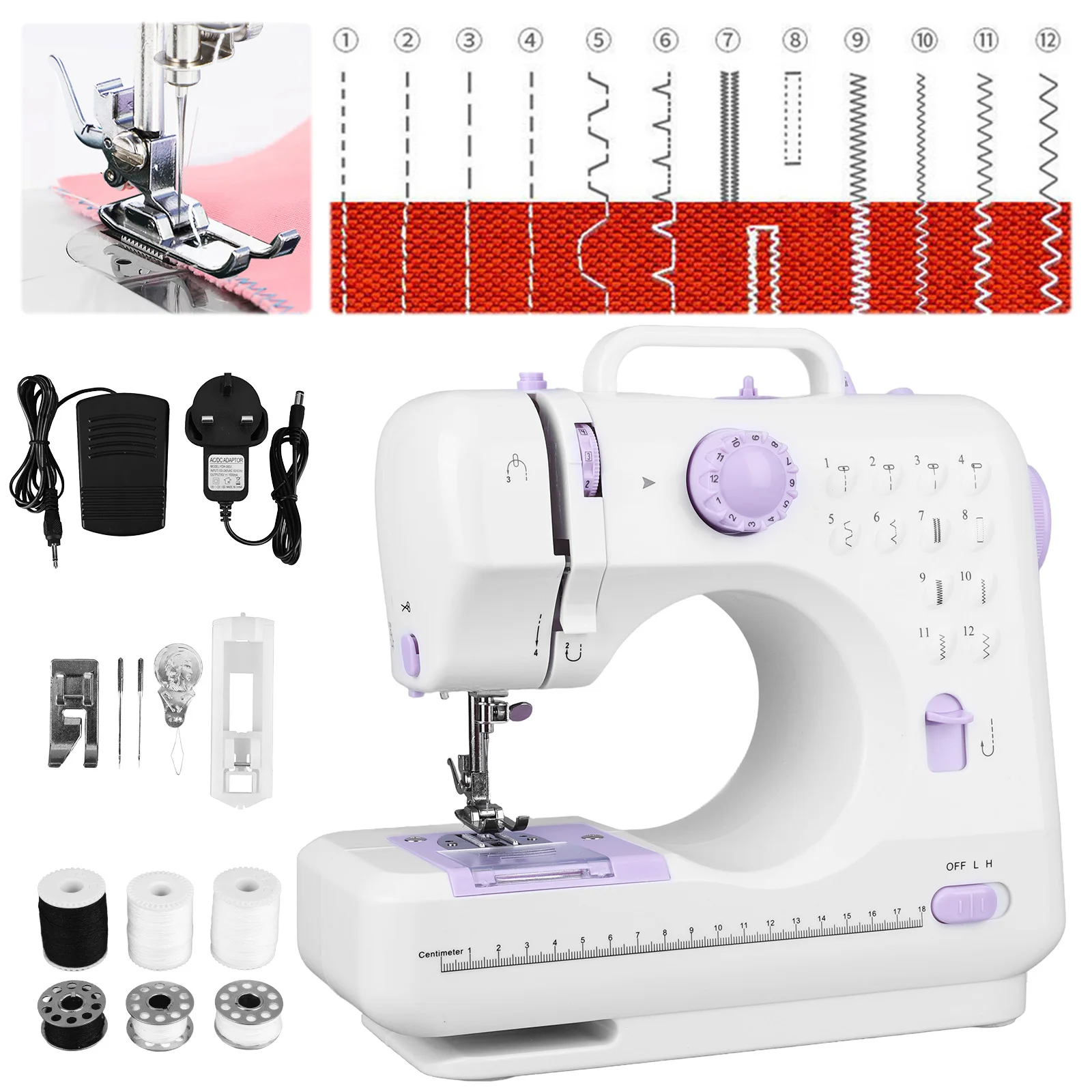 

Electric Sewing Machine with Foot Pedal 12 Stitches Mini Electric Sewing Machine for Beginners DIY Home Sewing Mending Machine