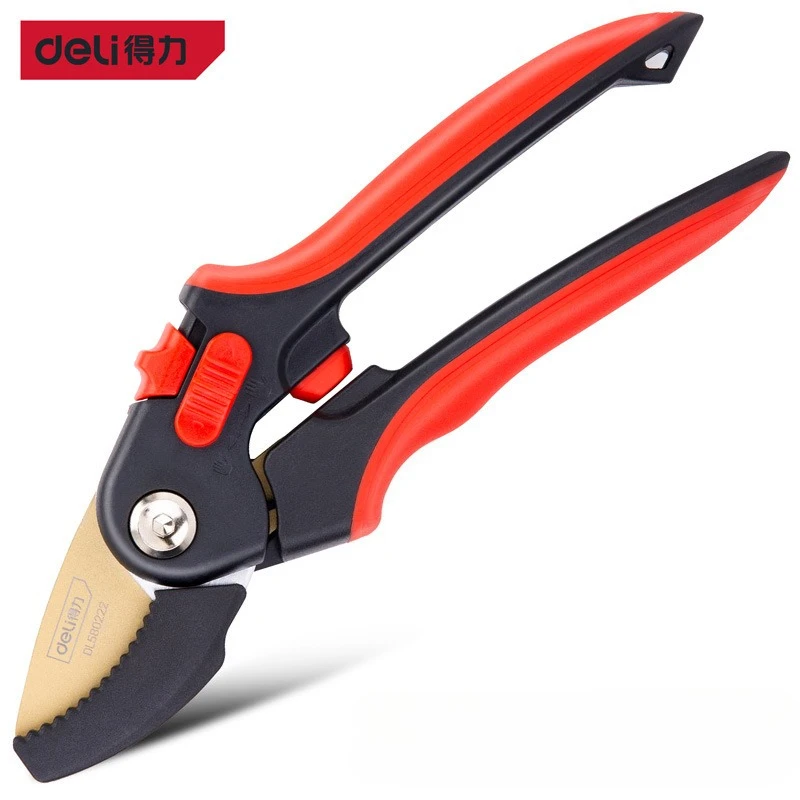 

Садовые ножницы 8,5 дюймов с красной ручкой, двойным открытием лезвий и дизайном режущей поверхности, многофункциональные бытовые инструменты для обрезки цветов и веток