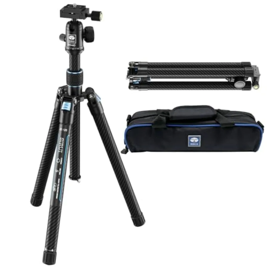 

60 Carbon Fiber Tripod for Camera with 360 Panoramic Ball Head Arca QR Plate Compact Lightweight 2.1lbs Travel Tripod for DSLR
