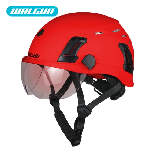 Imagen 2 del producto Walgun K202 Casco de seguridad para construcción con visera, gafas integradas, casco duro de ingeniero, gorra de trabajo Industrial ANSI, protección para la cabeza