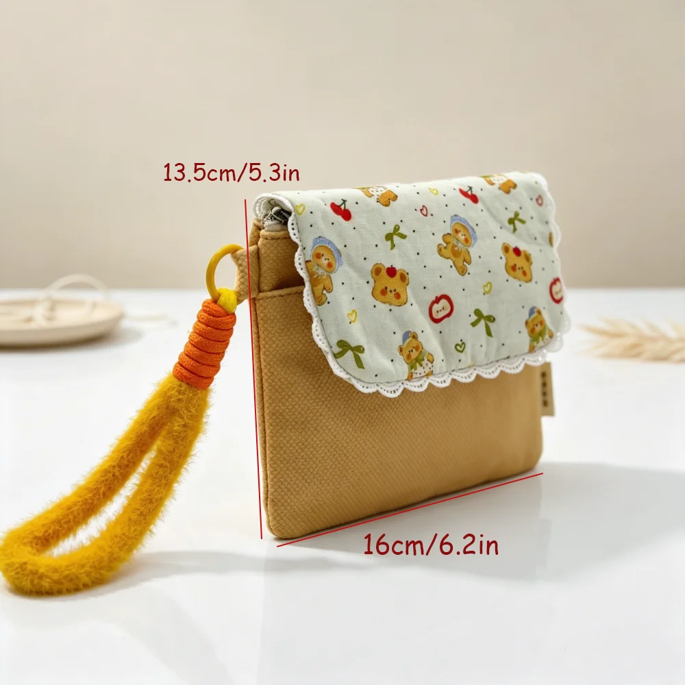 Double-layered women's handbag. Korean-style miscellaneous bag. Fresh and rural style women's wrist bag for makeup.
