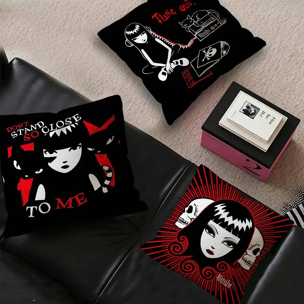 Anime Girl Emily The Strange Office Cushion Pillowcase Car Cushion Cover45X45CM Lumbar Pillowcase Sofa Pillowcover