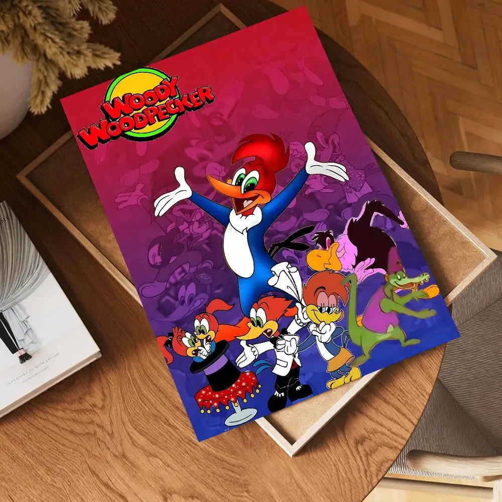 Cartoon movie W-Woody W-Woodpecker Anime Posters Sticky Whitepaper Sticker DIY Room Bar Cafe Kawaii Room Decor