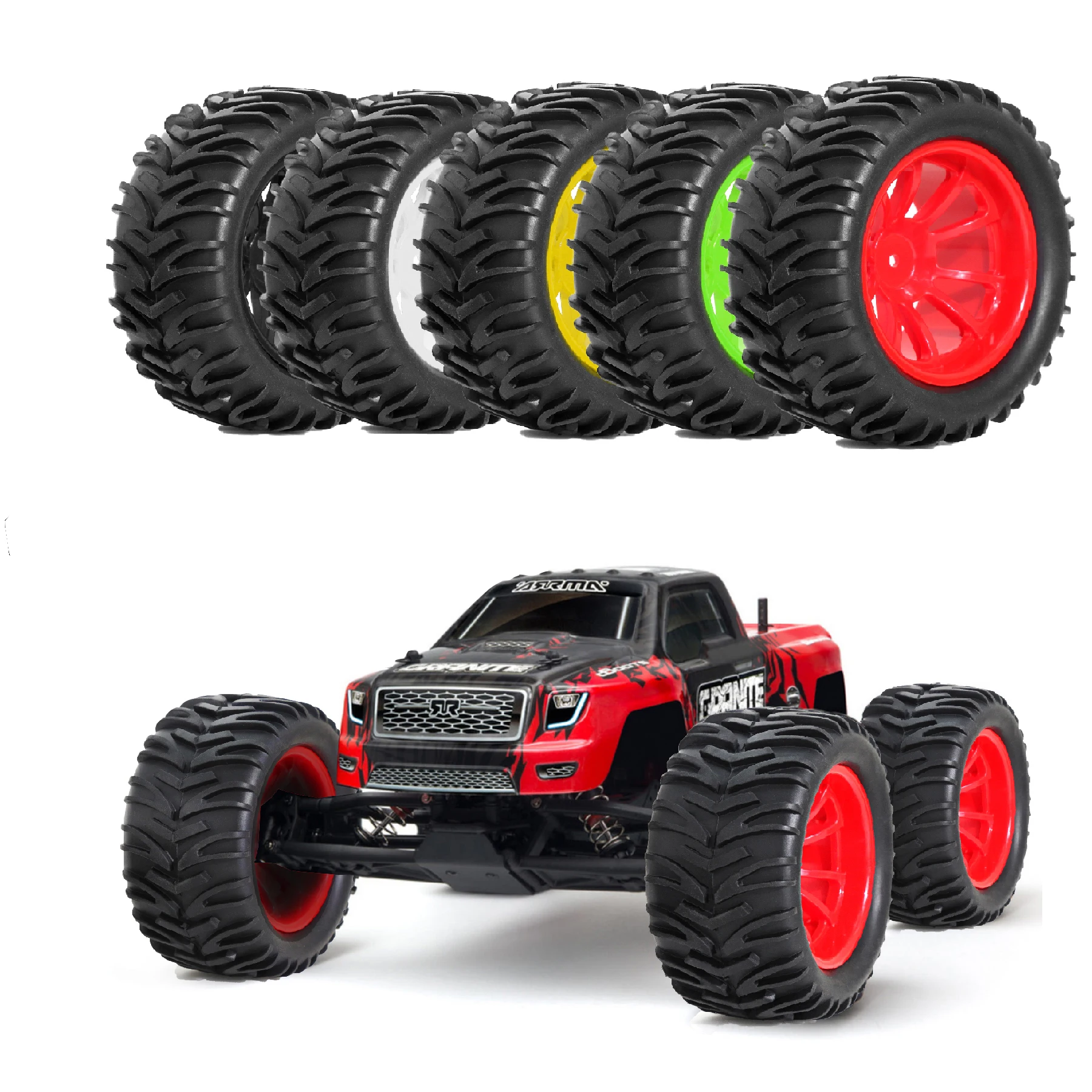 1/10 Stampede Hoss 2WD 4x4 VXL Traxxas Rustler Redcat Volcano EPX Pro S30 Blackout XTE용 12mm Hex RC 휠 및 RC 트럭 타이어