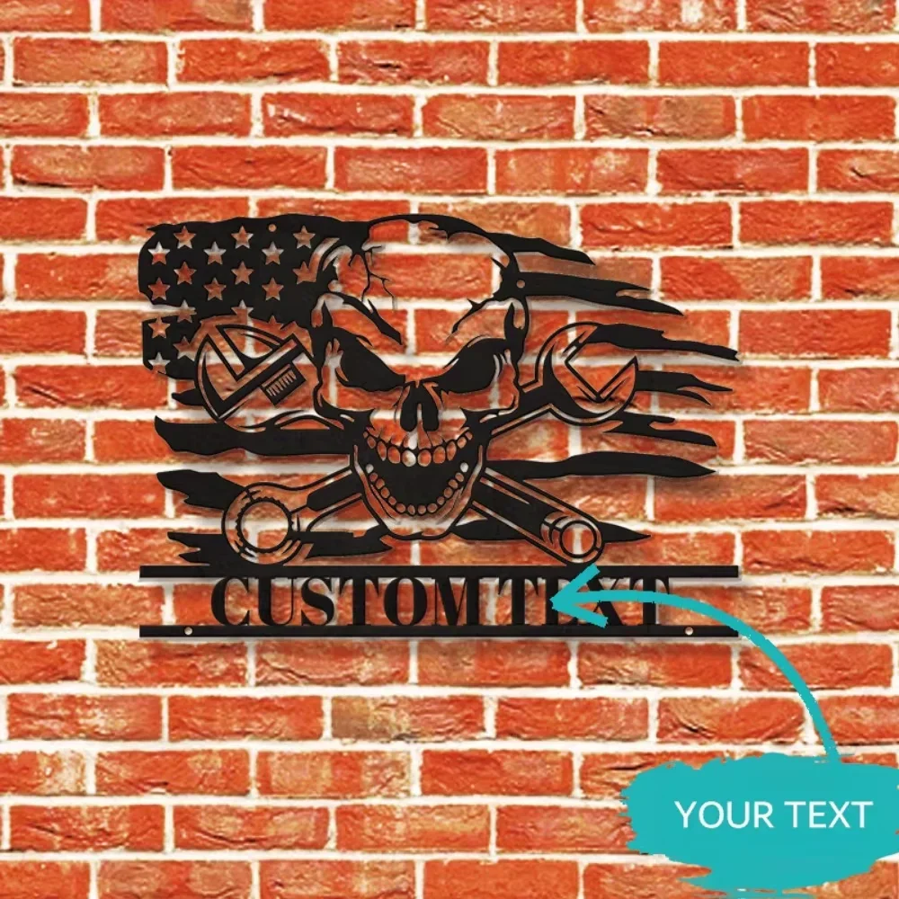 

Custom Skull Mechanic Wall Sculptures Customize Name for Impact Striking Vintage, Power-Independent Wall Decor
