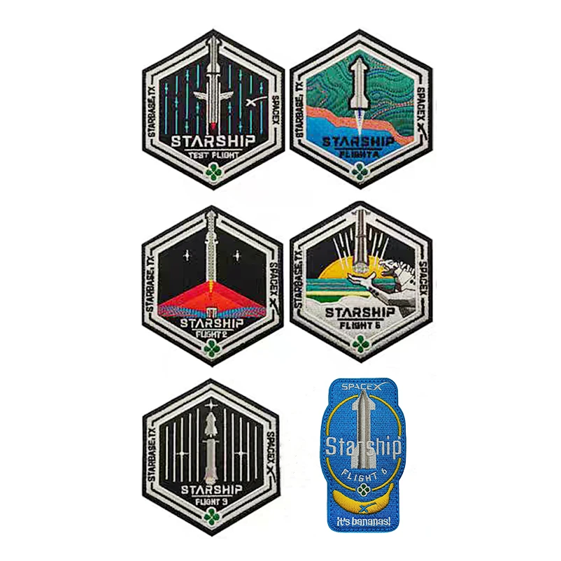 SpaceX Starship Exploration Embroidery Patch Starbase TX Flight Launch Commemorative Tactical Armband for Clothing And Bag Decor