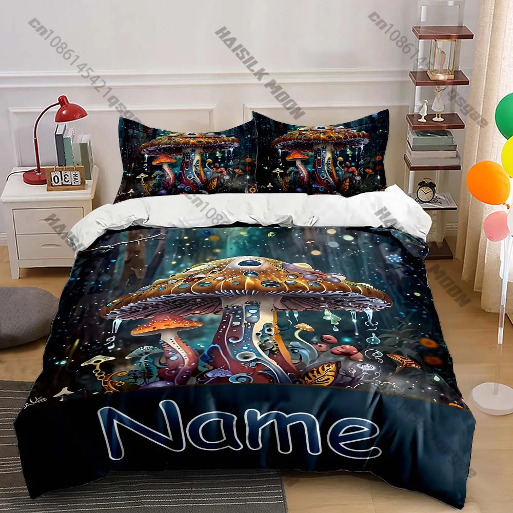 

Magic Mushrooms Print Bedding Set Duvet Cover 1 Duvet Cover 2 Pillowcases Adult and Kids Bedding Set Luxury
