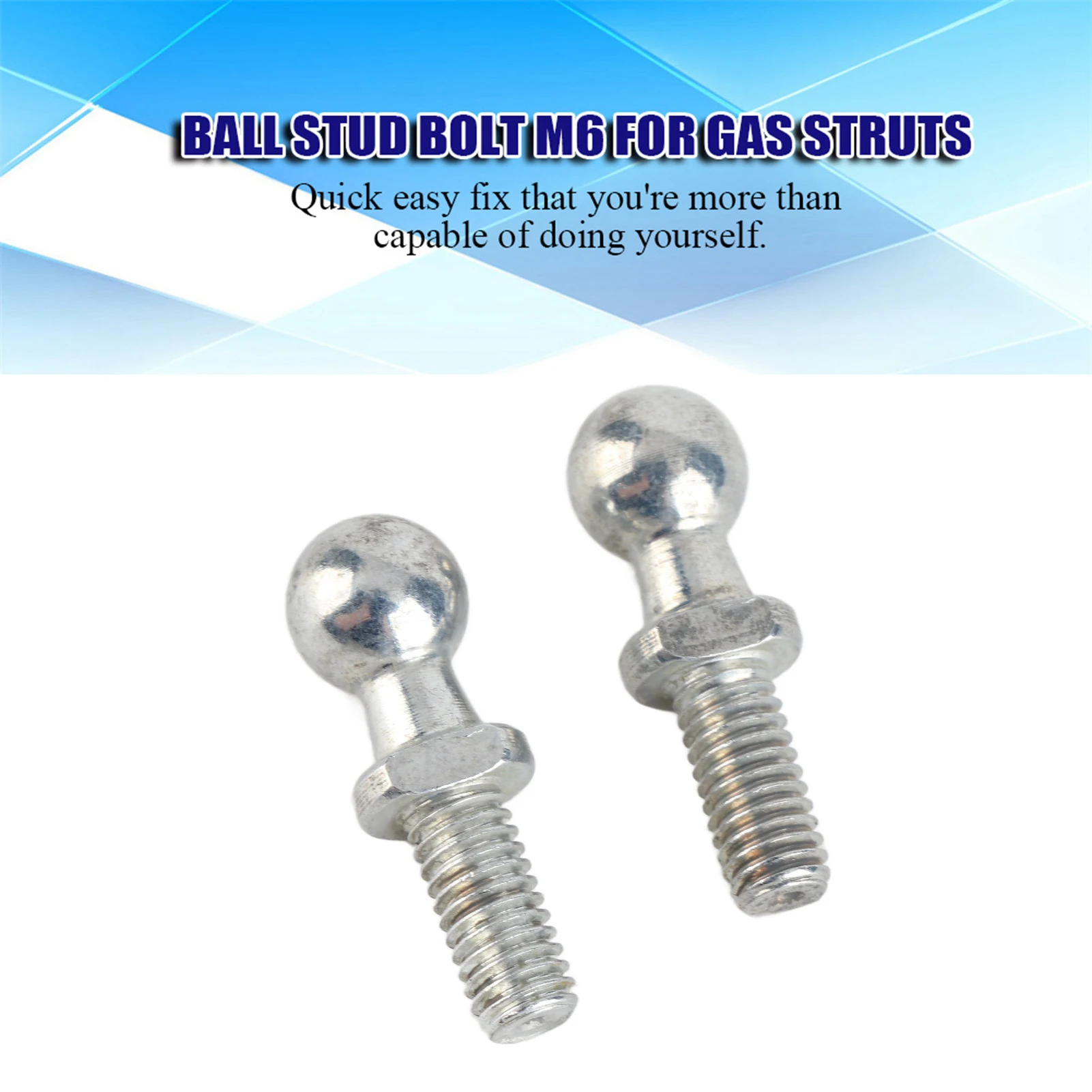 2 Pcs M6 Iron Ball Stud Bolt for Car Gas Struts Ball Ended Bolt for Bonnet Hood Trunk Support Strut Replacement