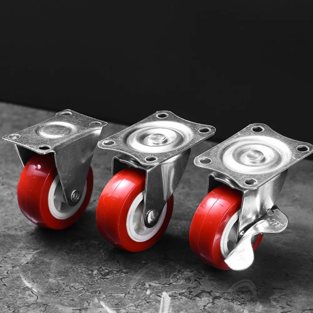 1-2inch Furniture Caster PVC Red Universal Wheel Swivel Caster Roller Wheel For Platform Trolley Accessory