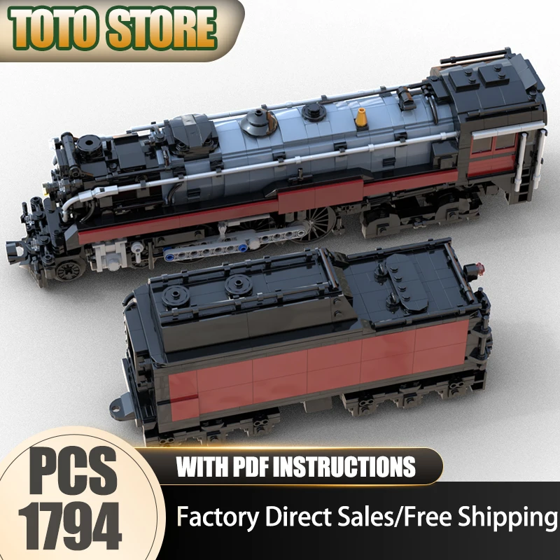 Bloques de construcción Moc 1:48 canadiense Pacífico H1b 4-6-4 bloques tecnológicos de tren ferroviario juego de Navidad juguetes DIY regalos de construcción