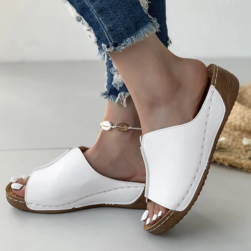 Summer Shoes Women\'s Sandals Plus Size Classics Slip On Slipper Women Wedge Shoes Basic Shoes For Women Zapatos De Mujer