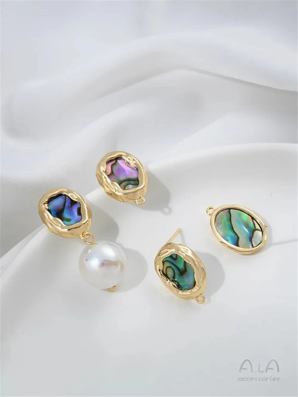 

Natural Abalone Shell 14K Gold Color Special-shaped Oval with Hanging Stud Earrings DIY Handmade Earrings Jewelry Accessories