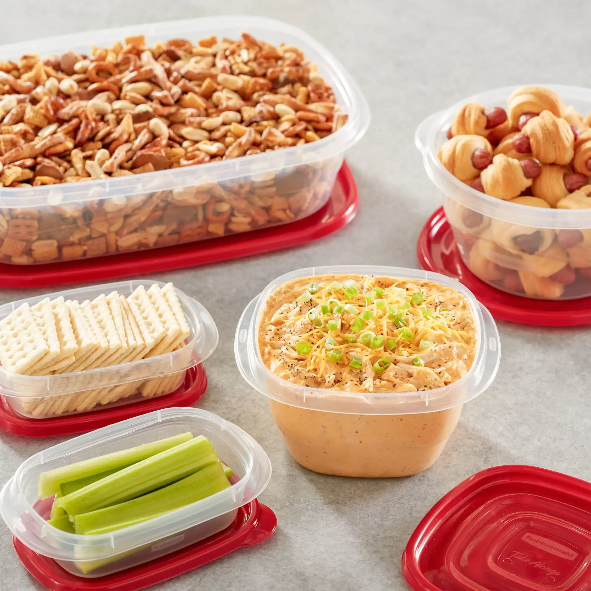 Rubbermaid TakeAlongs Food Storage Containers, 10 Piece Set, Red