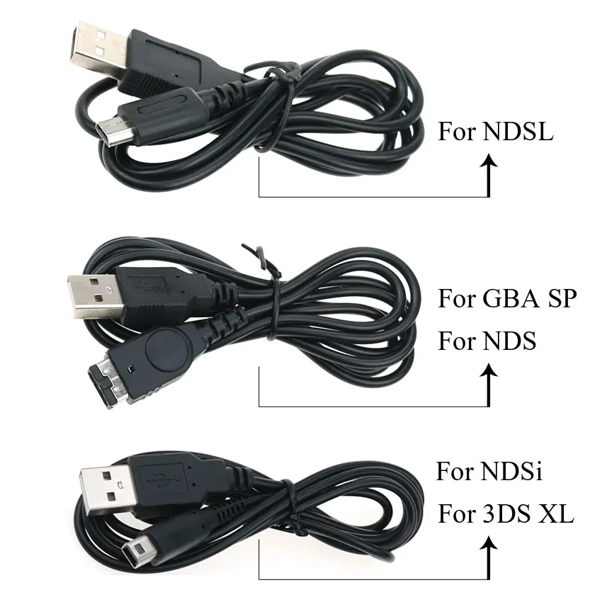 3PCS USB Data Charger Charging Cable Power Cord For Nintend DS Lite NDSL DSL NDS NDSi for GBA SP for 3DS 2DS New 3DSXL 2DSXL