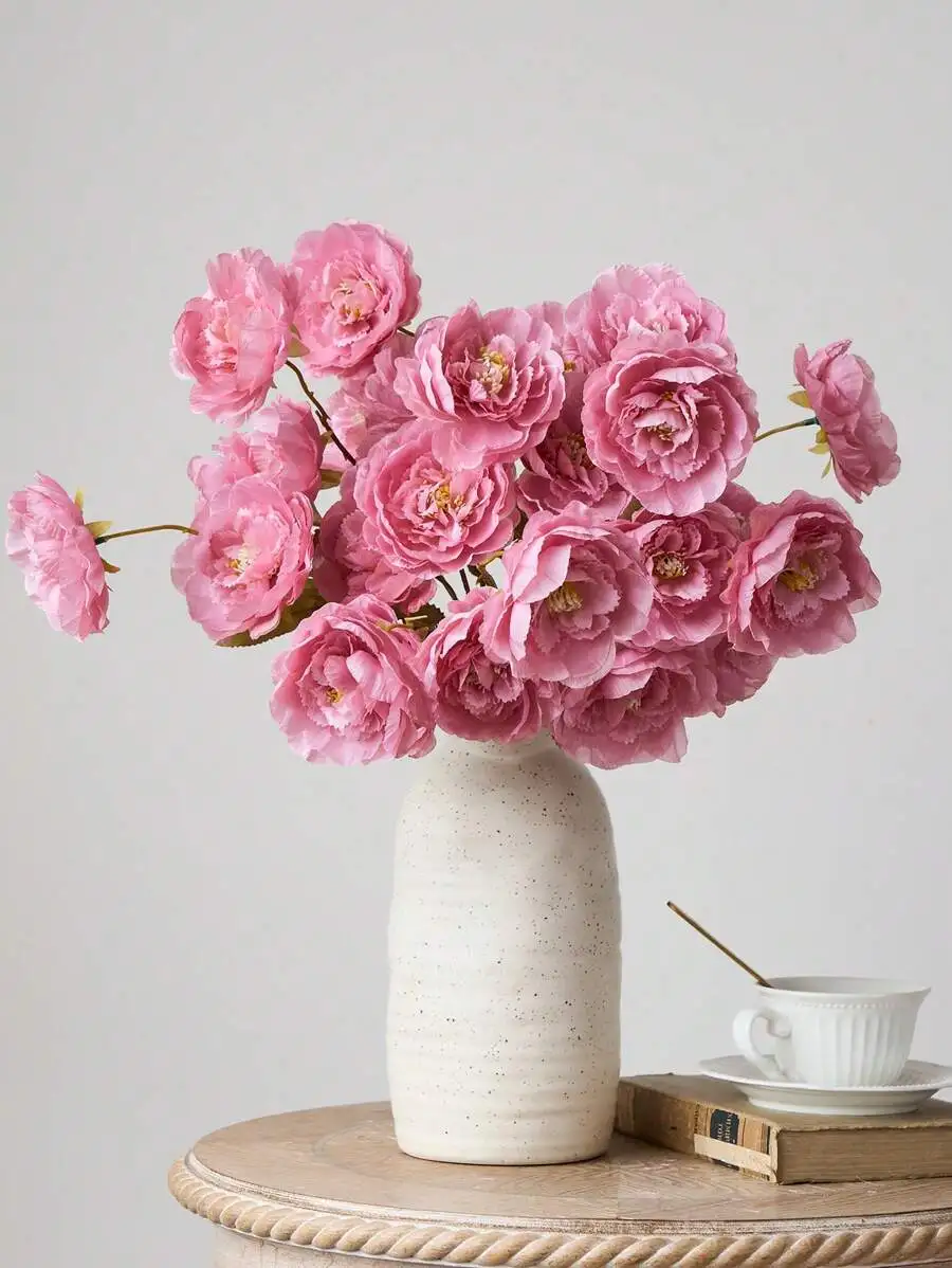 

3/6pcs Silk Artificial Peony Flowers With Long Stems, Suitable For Wedding, Celebration Decor, DIY Flower Arrangement gift