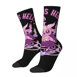 Chaussettes drôles pour hommes, mignon comme l'enfer, anime Kawaii, pastel Goth jeu de mots classique Hip Hop Harajuku Baphomet, motif artistique imprimé équipage chaussette