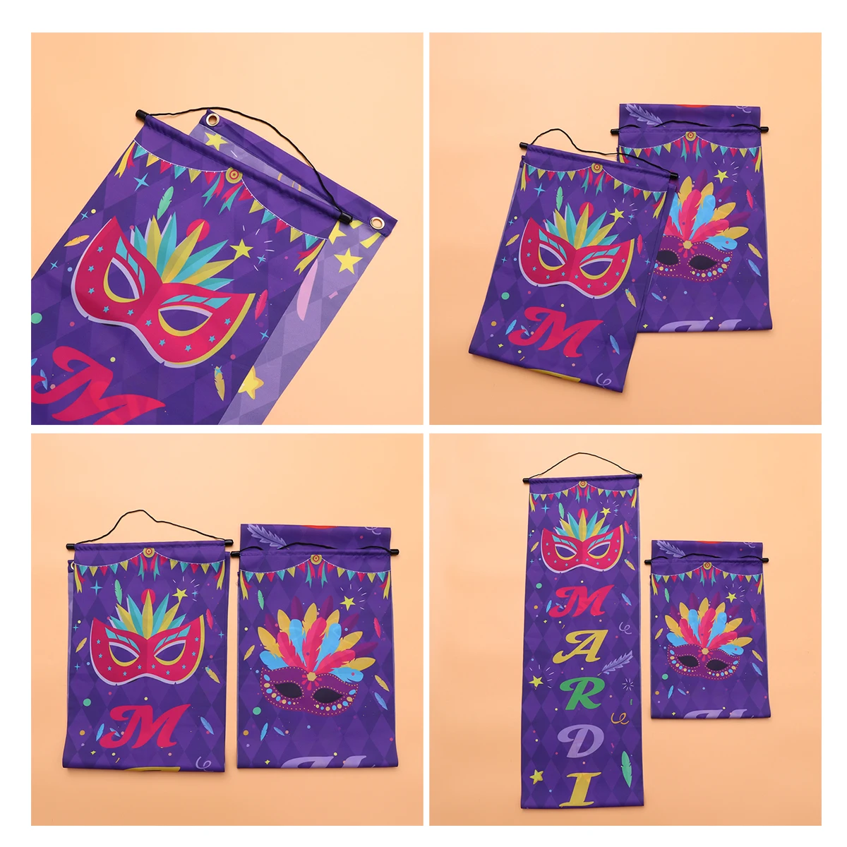 

Hang Flag Door American Carnival Party for Banner Mardi Gras Day Curtain Wrinkle Front Banners