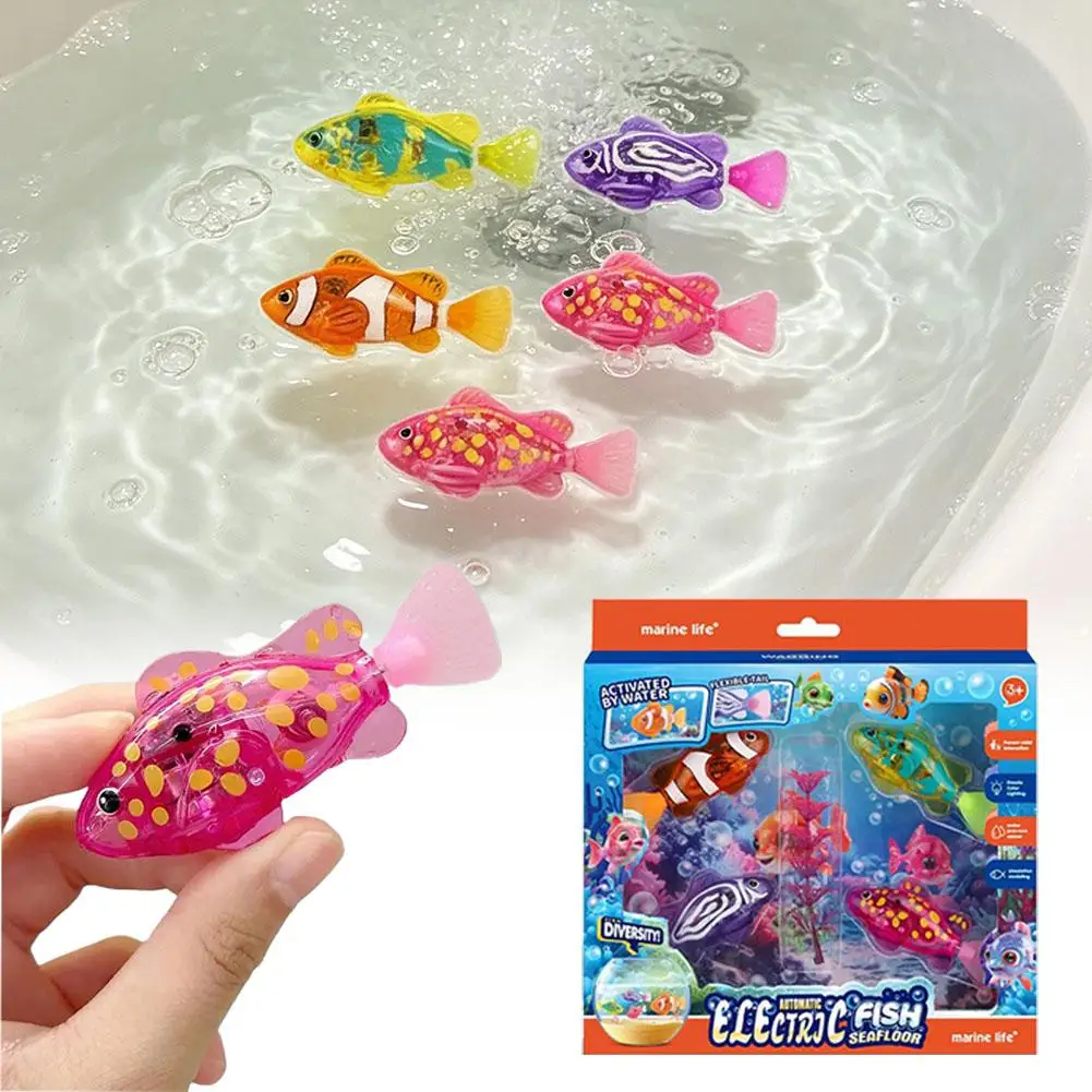 

Electric Swimming Fish Robotic Water Pet Fish Simulation Induction Bath Toy Water Activated LED Light For Kids Baby Toys