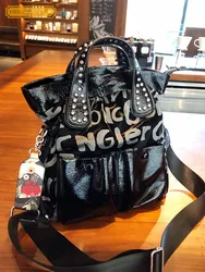 Large Capacity Women Casual Totes Letters Printed Diamonds Fashion Big Shoulder Bag Harajuku Handbag Wide Strap Crossbody Bags