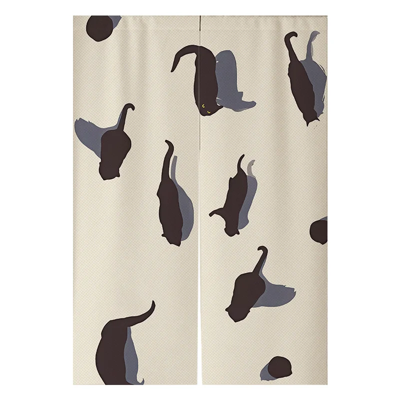 VIKAMA Half Curtain Partition No Drill Privacy Japanese Kitchen Bedroom Bathroom Cat Velcro for Cabinet