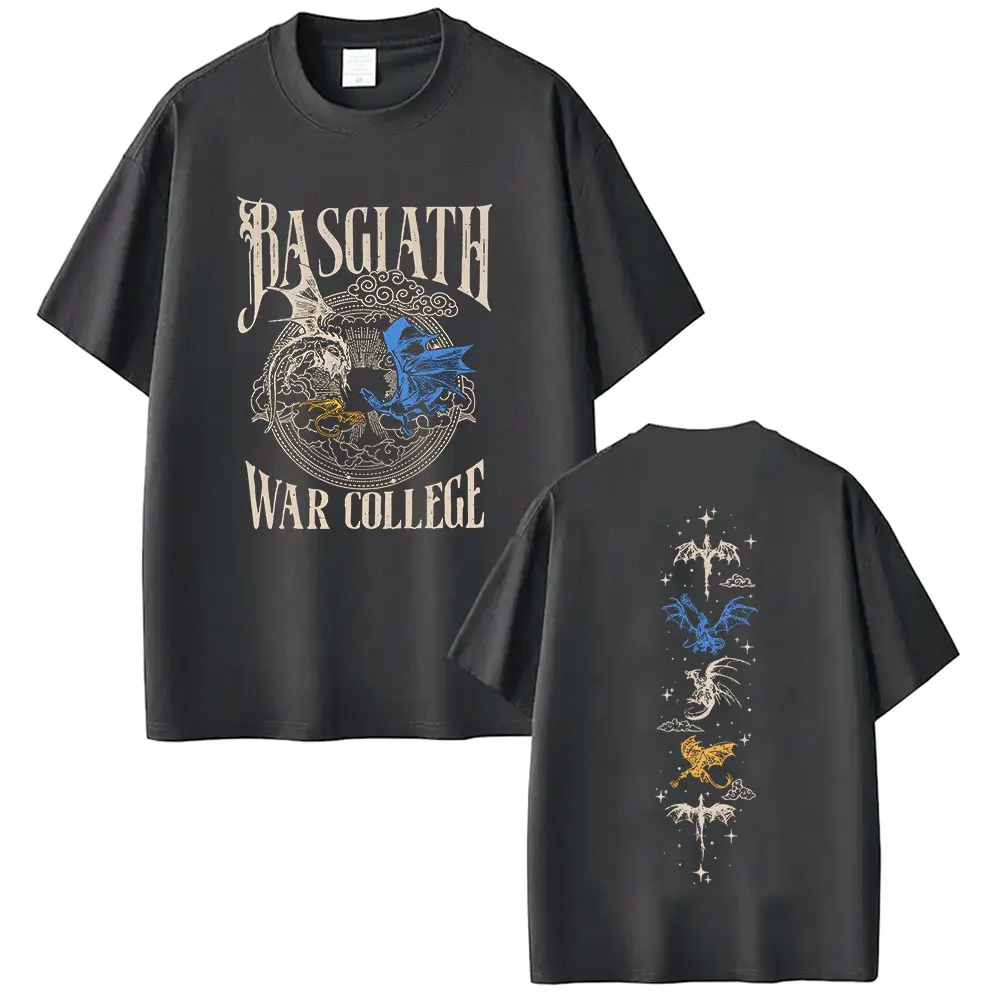 Fourth Wing Dragon Rider Basgiath War College T Shirts Men Women FashionHarajuku Clothing T-shirt Retro Oversized Cotton Tshirt