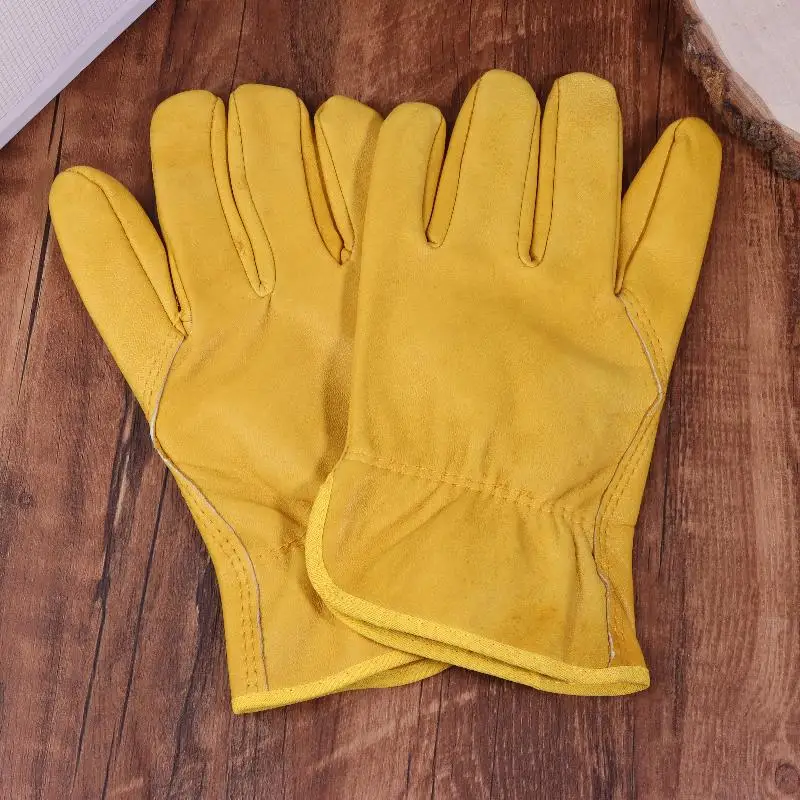 Work Gloves Sheepskin Leather Workers Work Welding Safety Protection Garden Sports Motorcycle Driver Wear-resistant Gloves