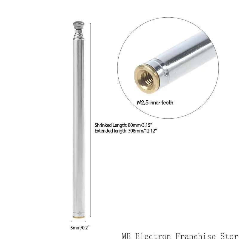 T5EA 망원경 안테나 내구성있는 라디오 라디오 교체 5 섹션 커넥터